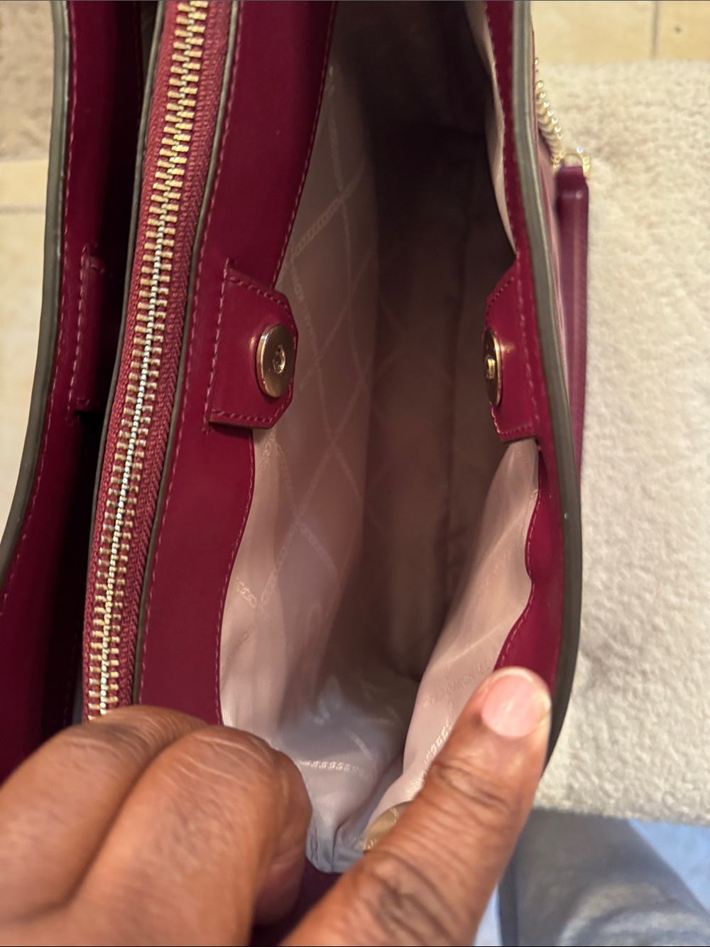 Michael Kors Wine Quilted Chain-Handle Shoulder Bag - Picture 7 of 11